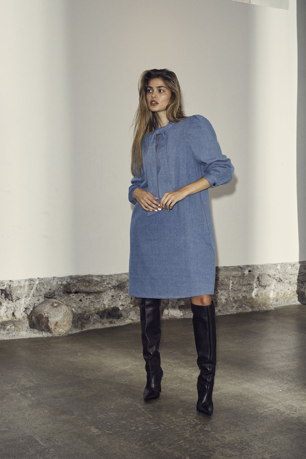 Co'Couture Tituscc Denim Bow Dress - Denimblå