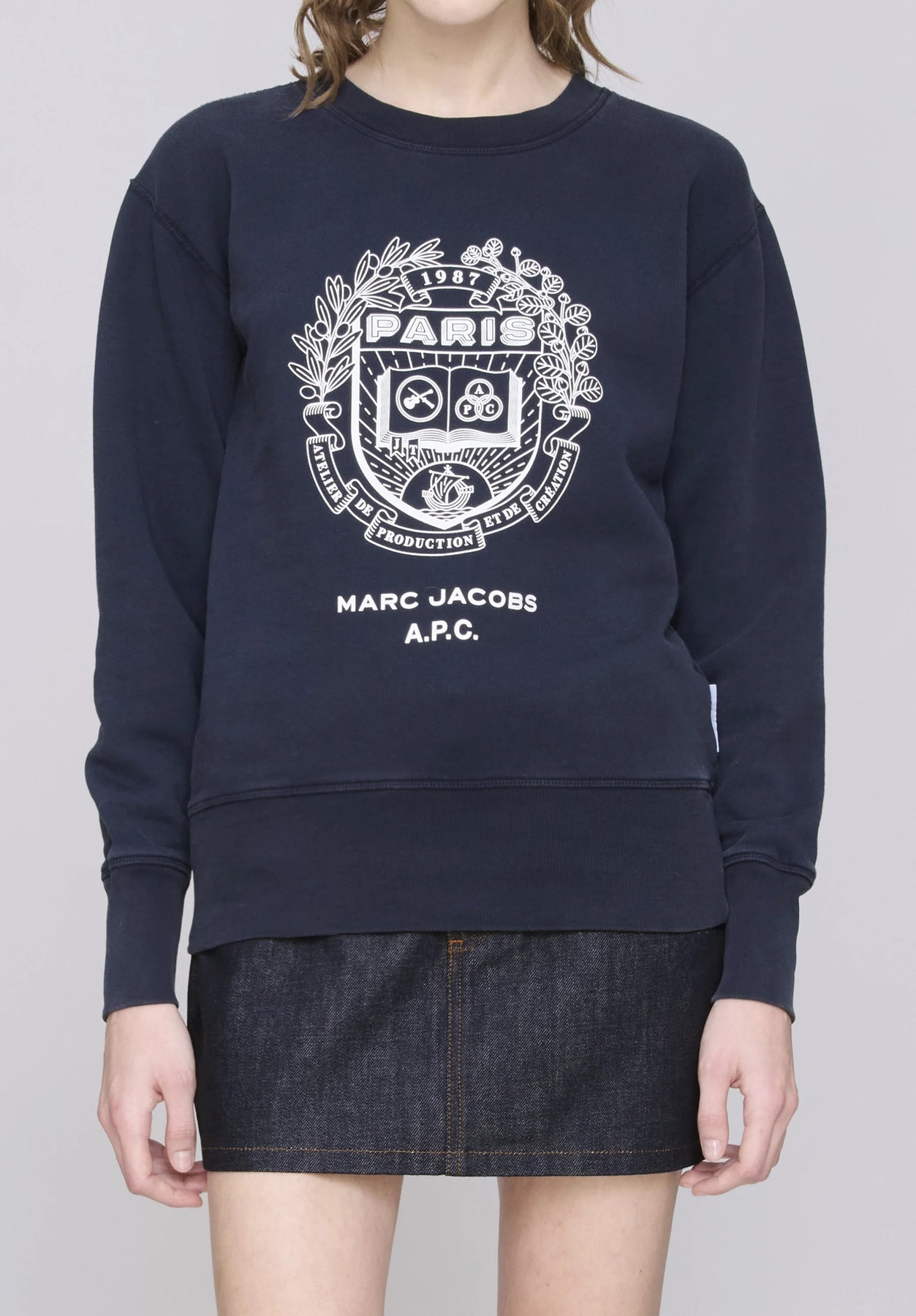 The Shrunken Paris Crewneck - Dark Navy