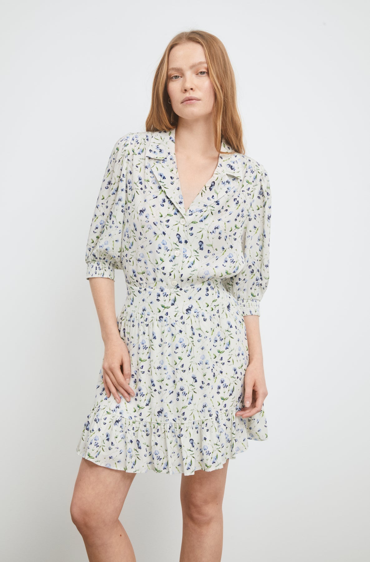 Caria Blouse - Blue Branch Print