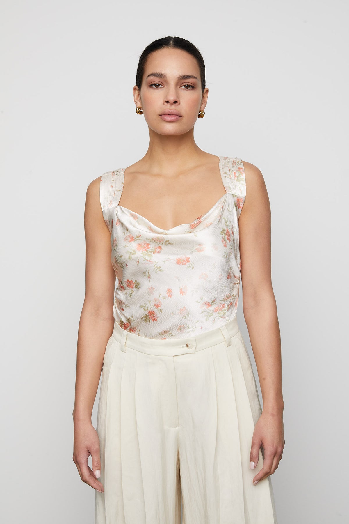 Sirina Top - Peachy Rose Print