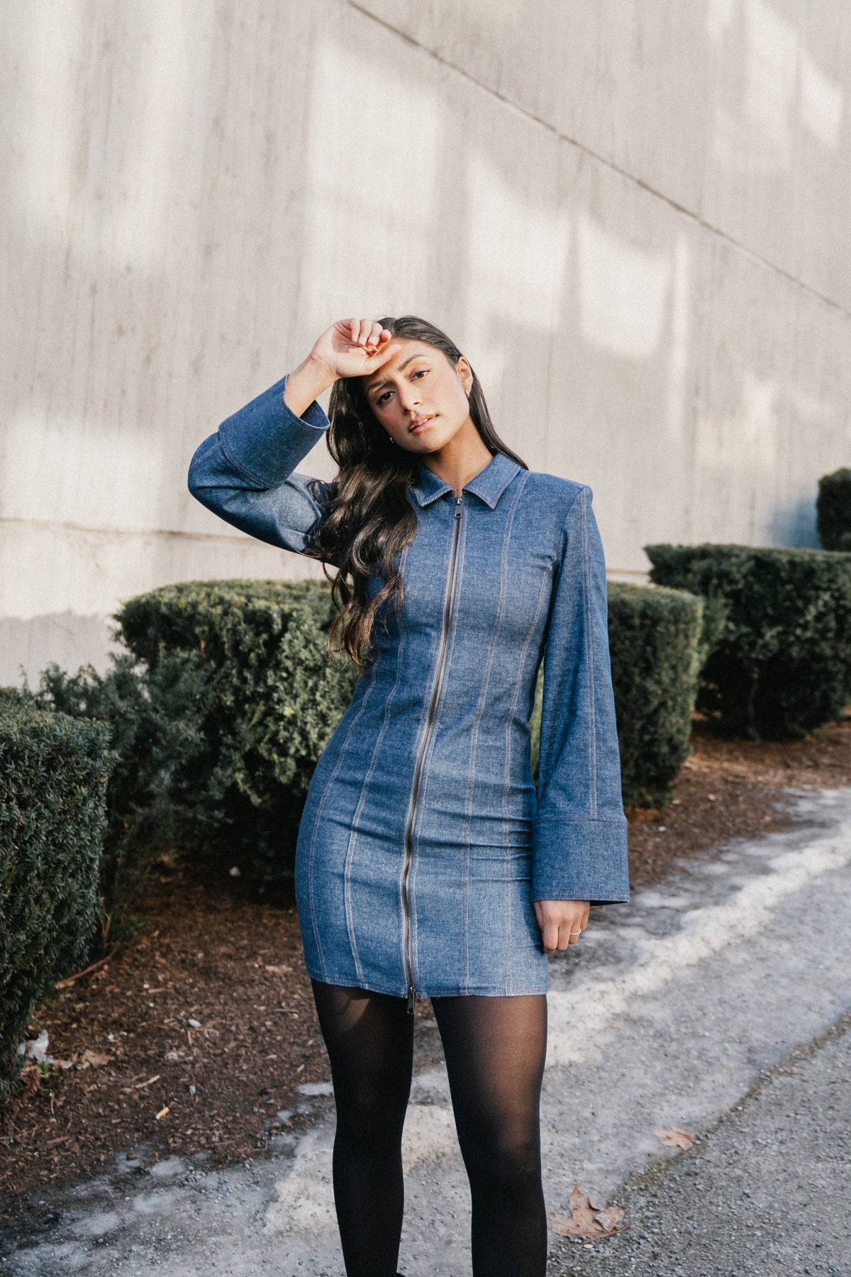 VloraGZ Short Dress - Dark Blue Denim