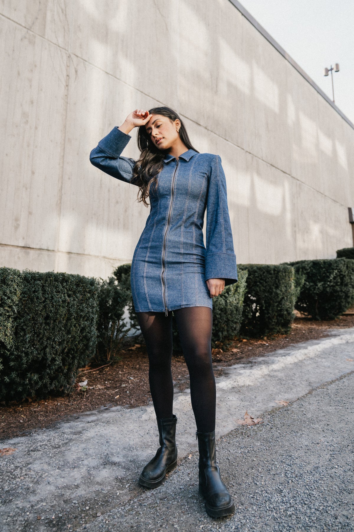 VloraGZ Short Dress - Dark Blue Denim