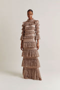 Carmine Long Sleeve Maxi Lace Dress - Greige