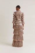 Carmine Long Sleeve Maxi Lace Dress - Greige