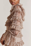 Carmine Long Sleeve Maxi Lace Dress - Greige