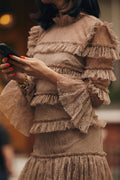 Carmine Long Sleeve Maxi Lace Dress - Greige