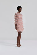 Carmine Frill Mini Lace Dress - Blush