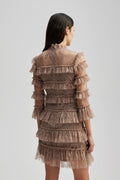 Carmine Frill Mini Lace Dress - Greige