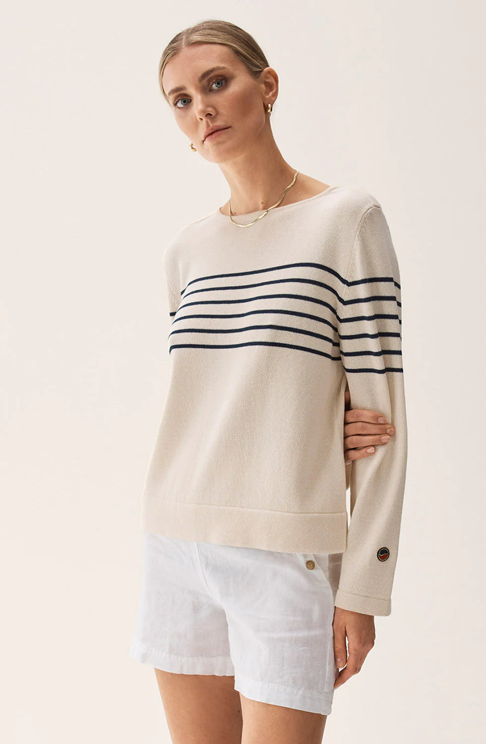 Carrie Sweater - Ecru/Marine