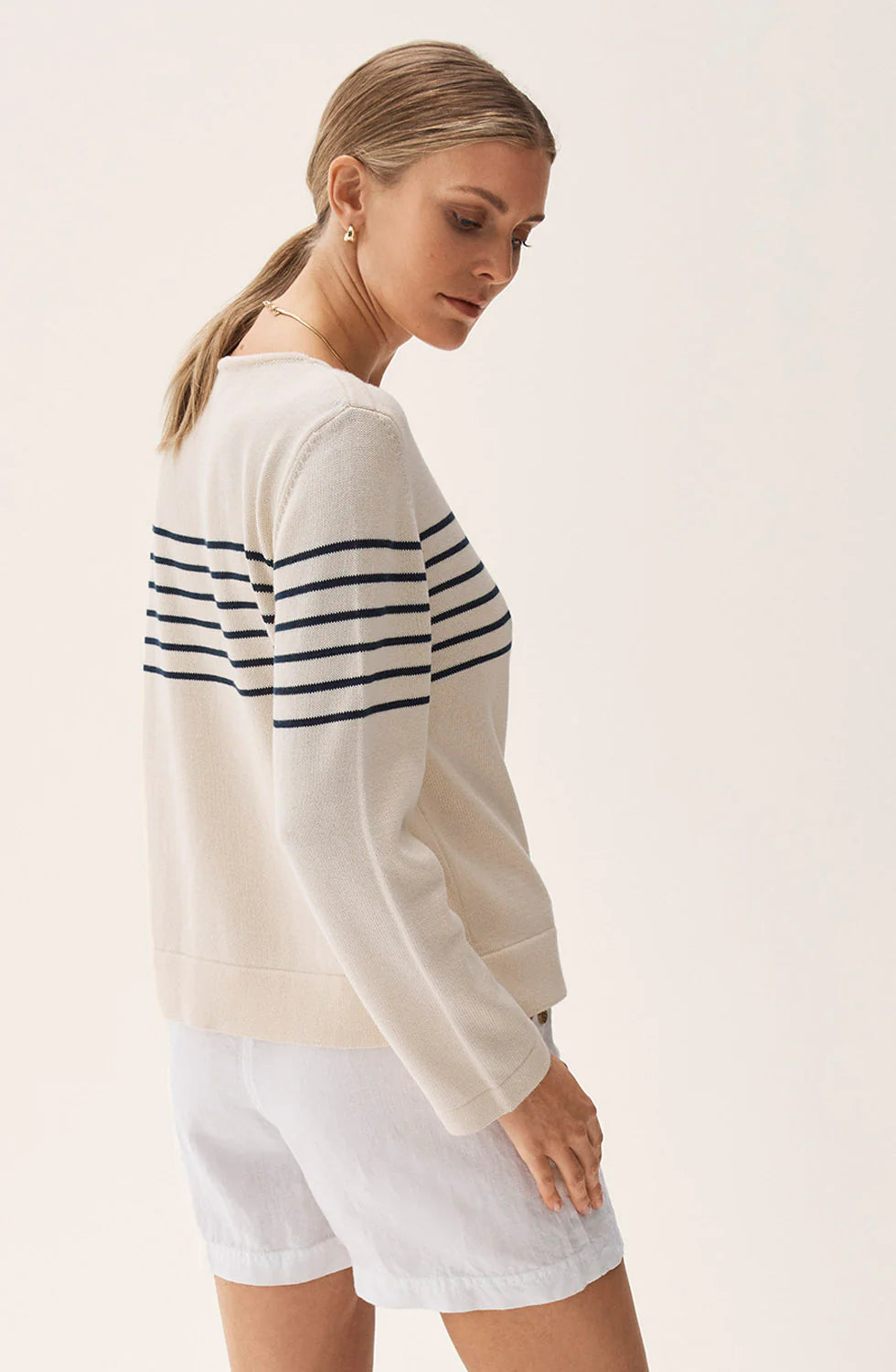 Carrie Sweater - Ecru/Marine