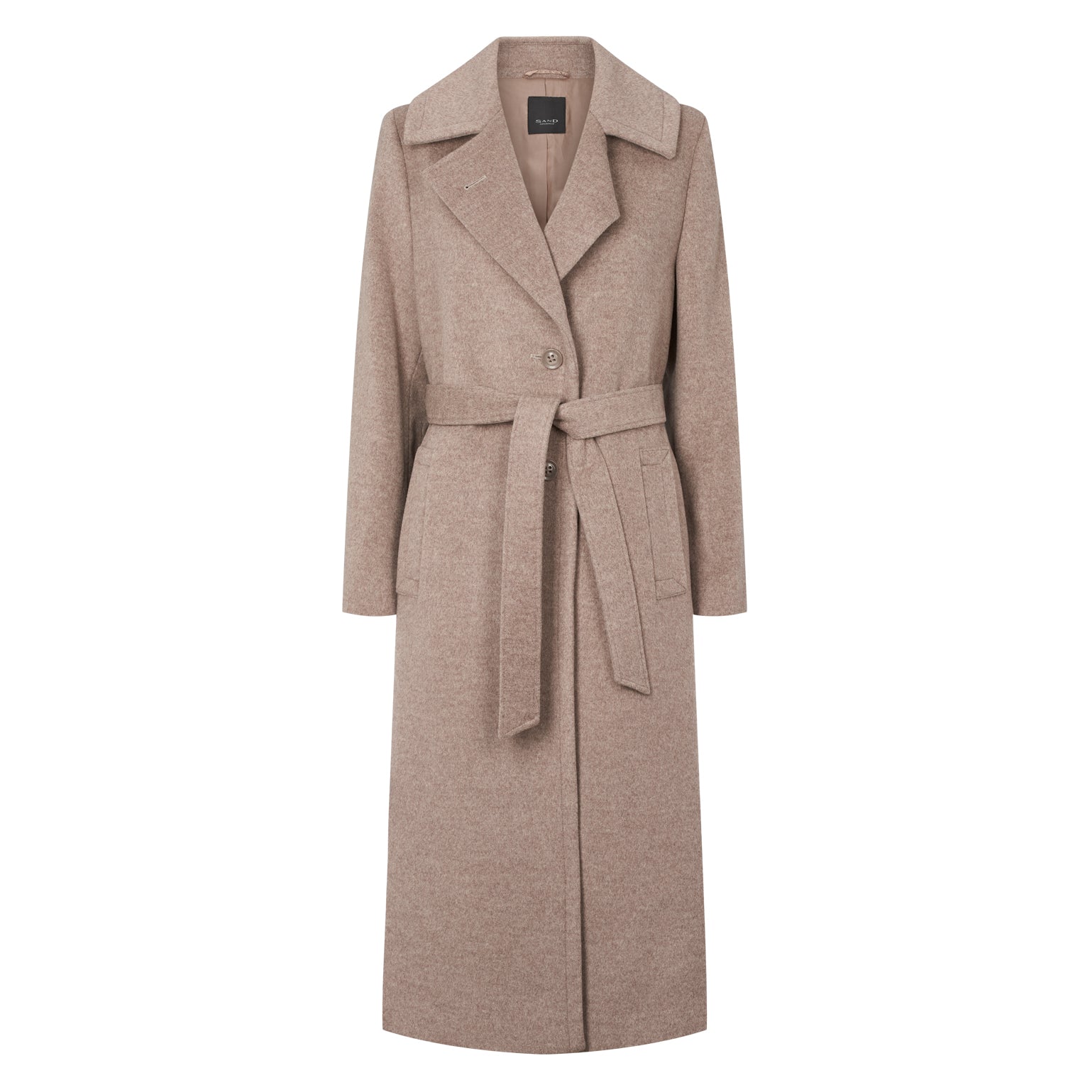 Cashmere Coat W Clareta Belt Midi - Mink Beige
