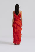 Cecily Ruffle-Trimmed Maxi Dress - Summer Red