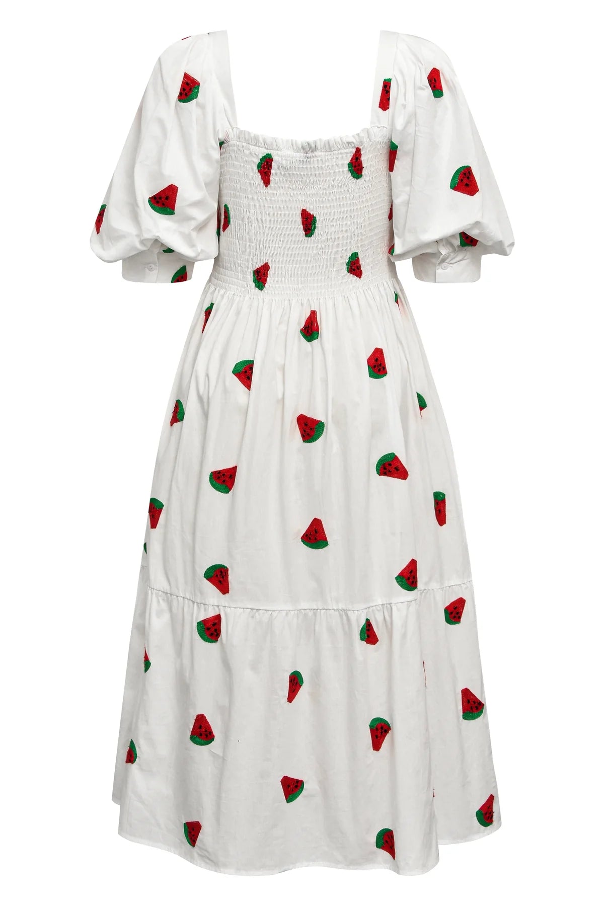 Cheri Fruit Dress - White With Watermelon