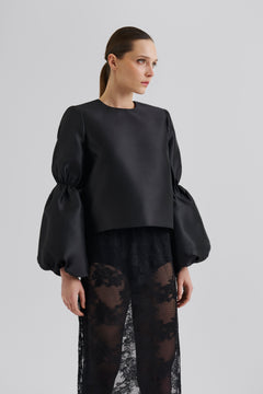 Cia Double Pouf Sleeve Blouse - Black