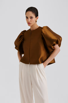 Cleo Puff Sleeve Blouse - Amber