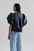 Cleo Puff Sleeve Blouse - Mörkblå