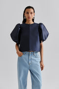 Cleo Puff Sleeve Blouse - Mörkblå