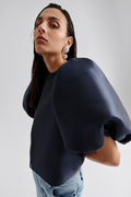 Cleo Puff Sleeve Blouse - Mörkblå