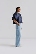 Cleo Puff Sleeve Blouse - Mörkblå