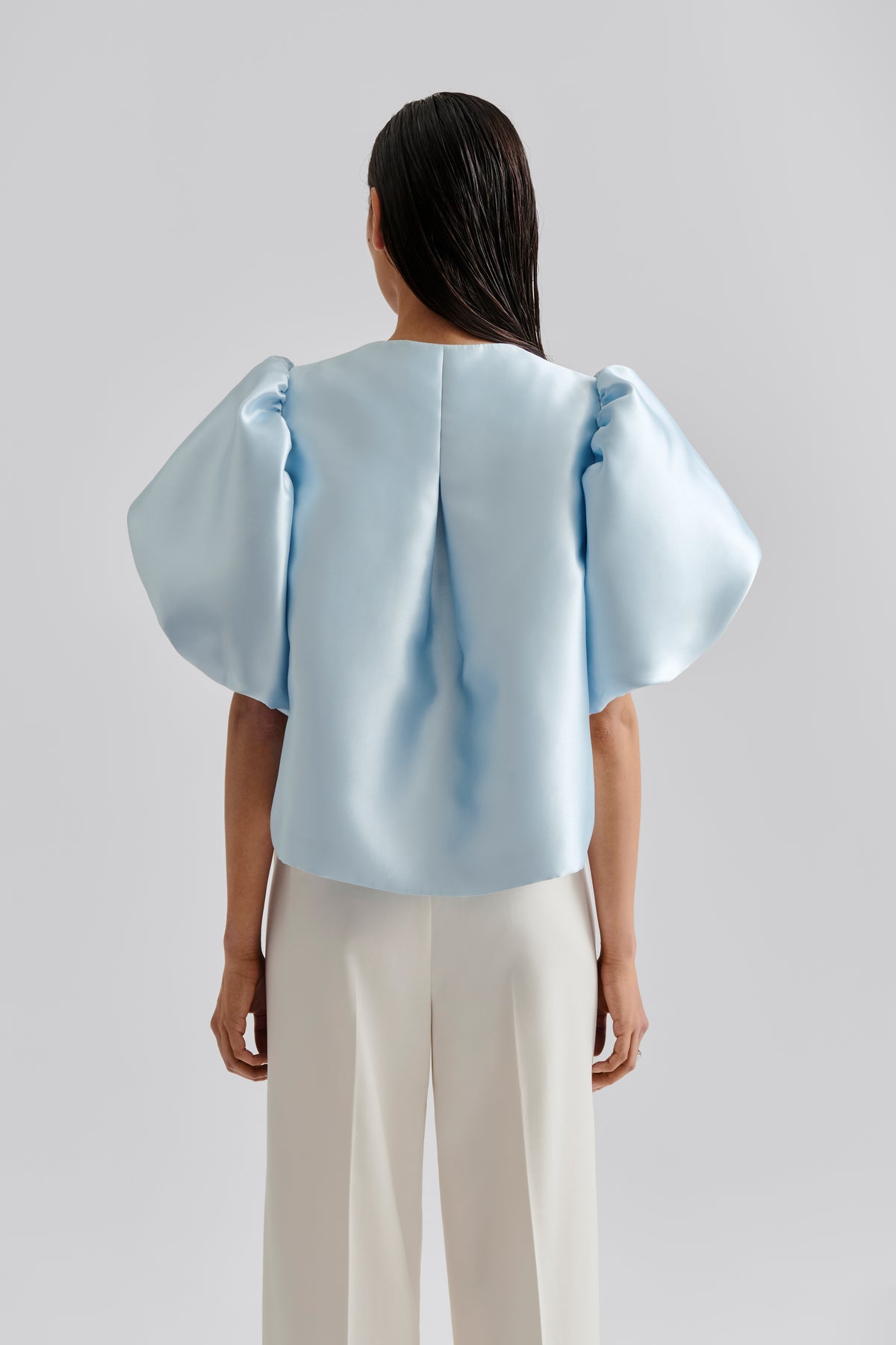 Cleo Puff Sleeve Blouse - Ice Blue
