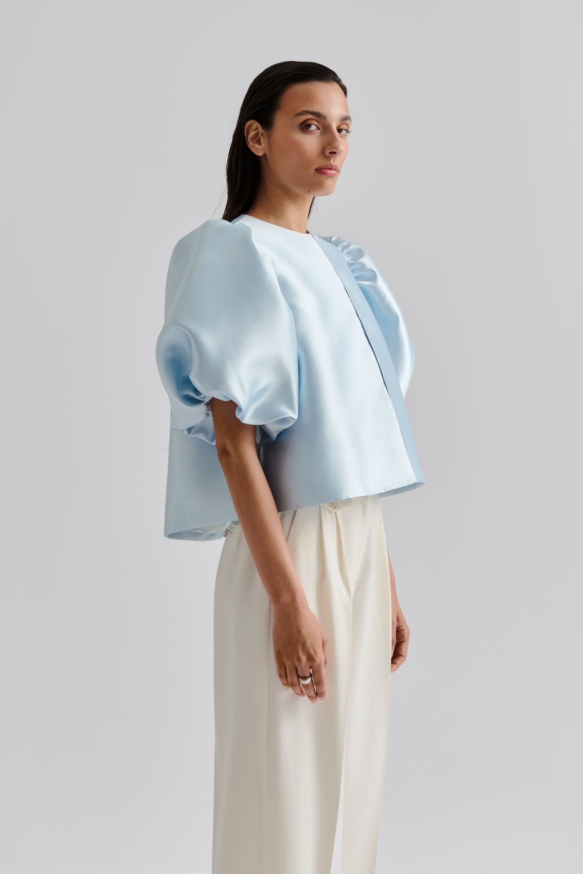 Cleo Puff Sleeve Blouse - Ice Blue