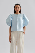 Cleo Puff Sleeve Blouse - Ice Blue