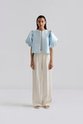 Cleo Puff Sleeve Blouse - Ice Blue