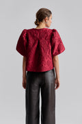 Cleo Puff Sleeve Blouse - Mörkröd