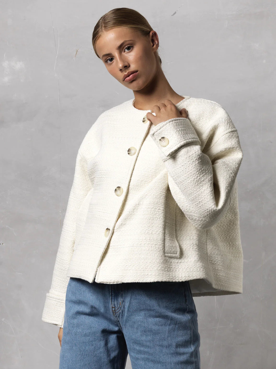 Coco Tweed Jacket - Creme