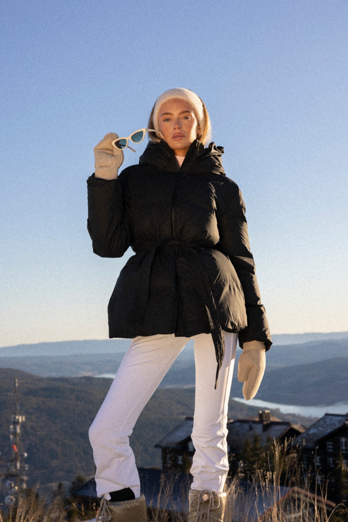Sonja Belt Puffer Jacket - Black