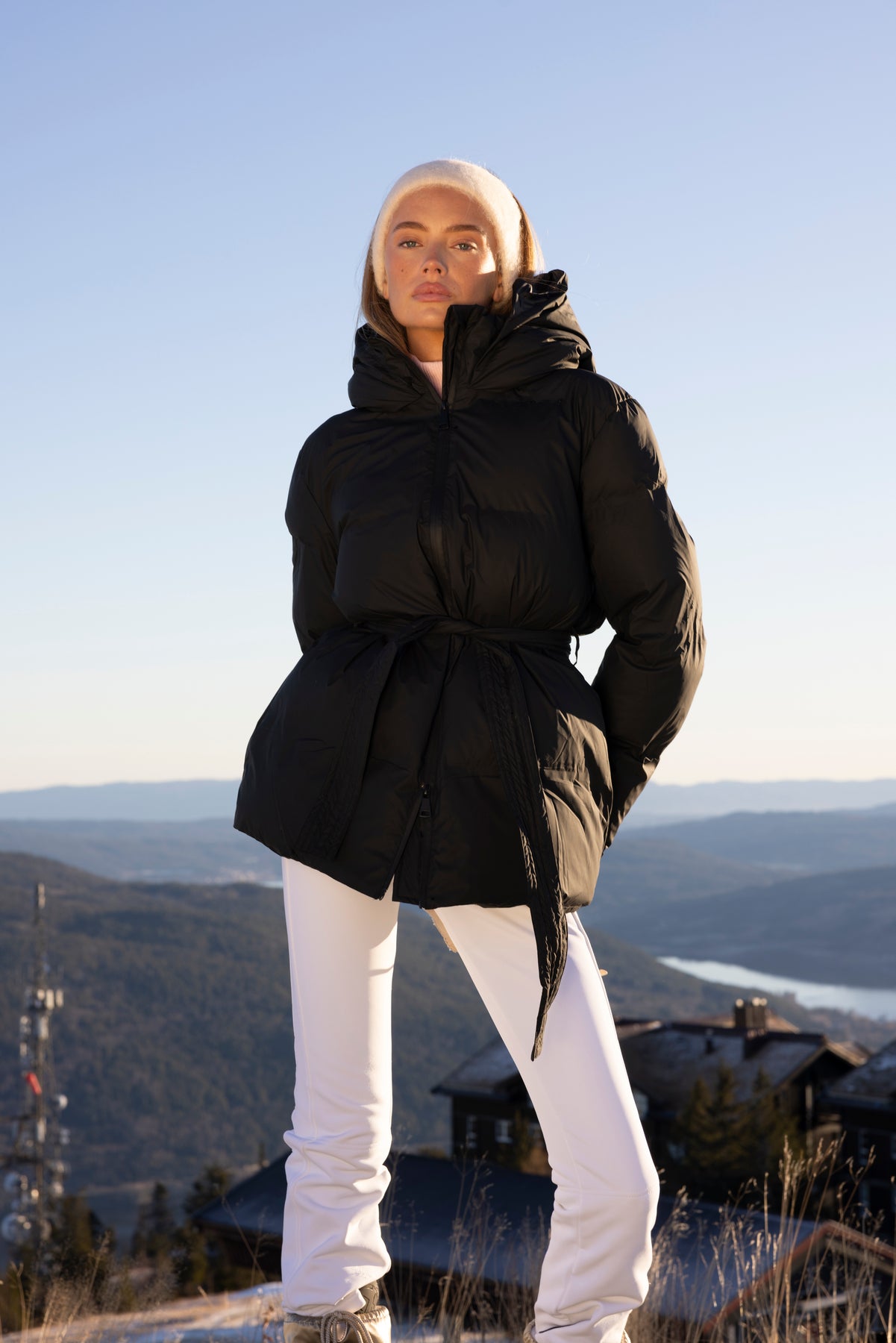 Sonja Belt Puffer Jacket - Black