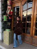 Fran Leo Faux Fur Jacket - Brun Leopard