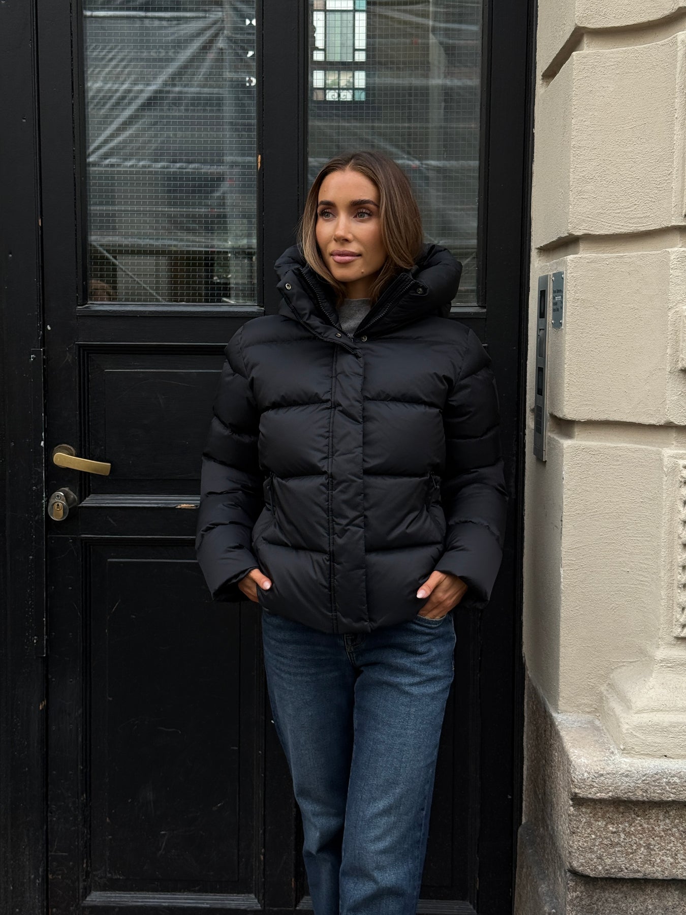 Angelika Down Puffer Jacket - Black