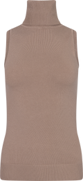 Corine T-Neck Top - Dark Sand