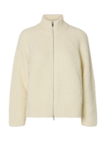 Anjuli Ls Knit Zip Kofta - Snow White Melange