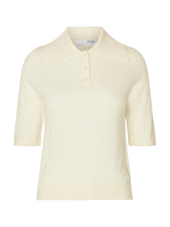 Thea 2/4 Knit Merino Collar Neck - Snow White