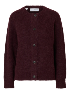 Lulu Ls Knit Short Cardigan - Fig Melange