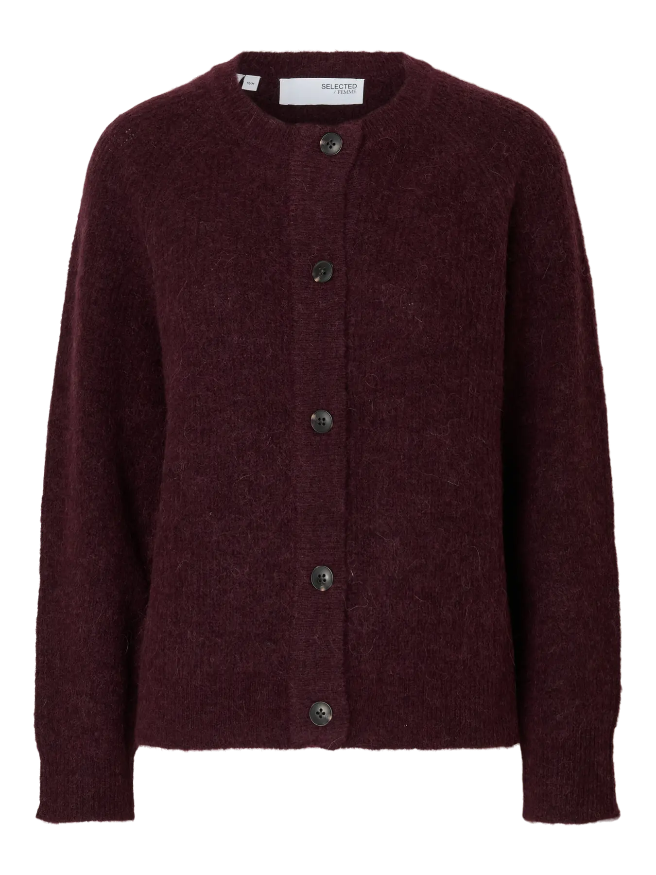 Lulu Ls Knit Short Cardigan - Fig Melange