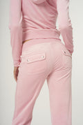 Del Ray Classic Velour Pant Pocket - Candy Pink