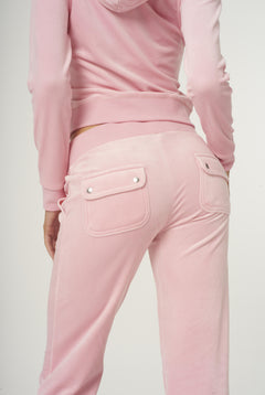 Del Ray Classic Velour Pant Pocket - Candy Pink