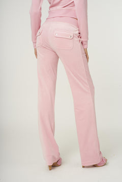 Del Ray Classic Velour Pant Pocket - Candy Pink