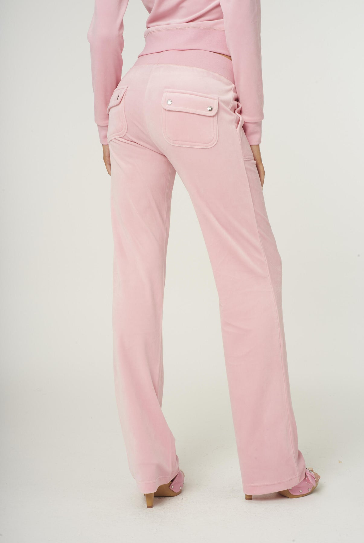 Del Ray Classic Velour Pant Pocket - Candy Pink