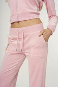 Del Ray Classic Velour Pant Pocket - Candy Pink