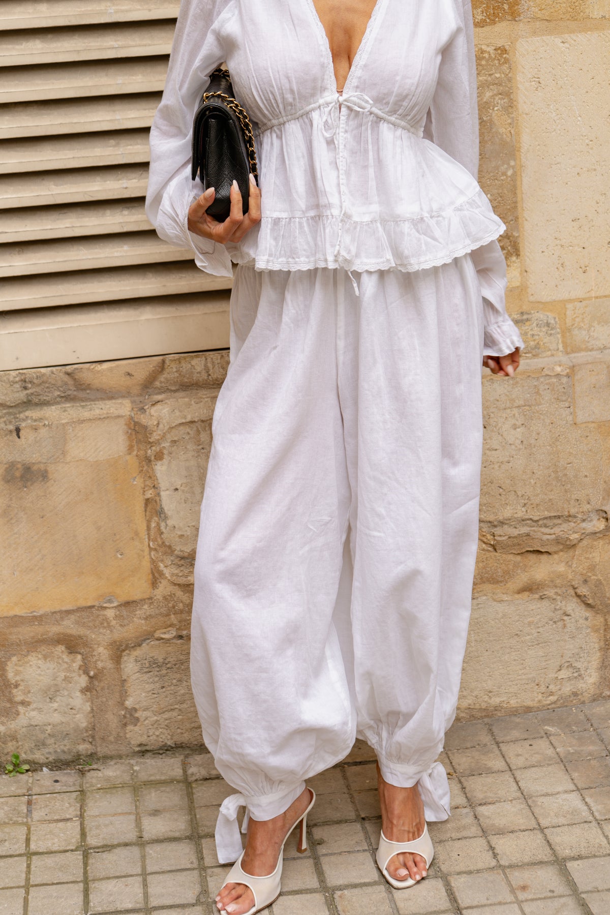 Elea Cotton Voile Byxor - Vit