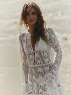 Kiki Crochet Knit Dress - White