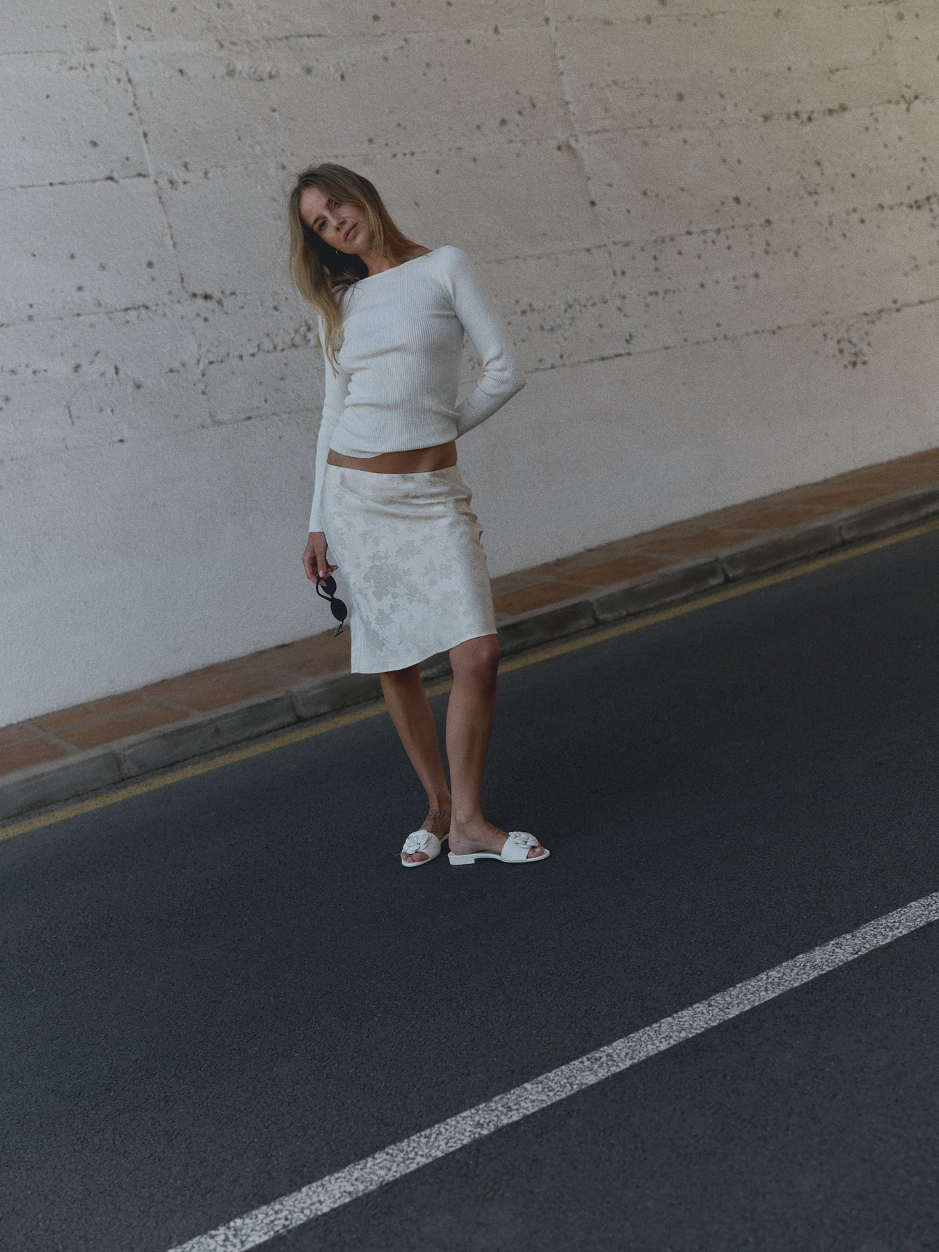 Audrey Jacquard Skirt - Creme