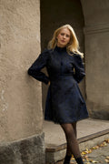 Bergine Brocade Pattern Dress - Mörkblå