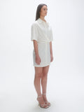 Deconstructed Short Sleeve Dress - Irregular White Stripe