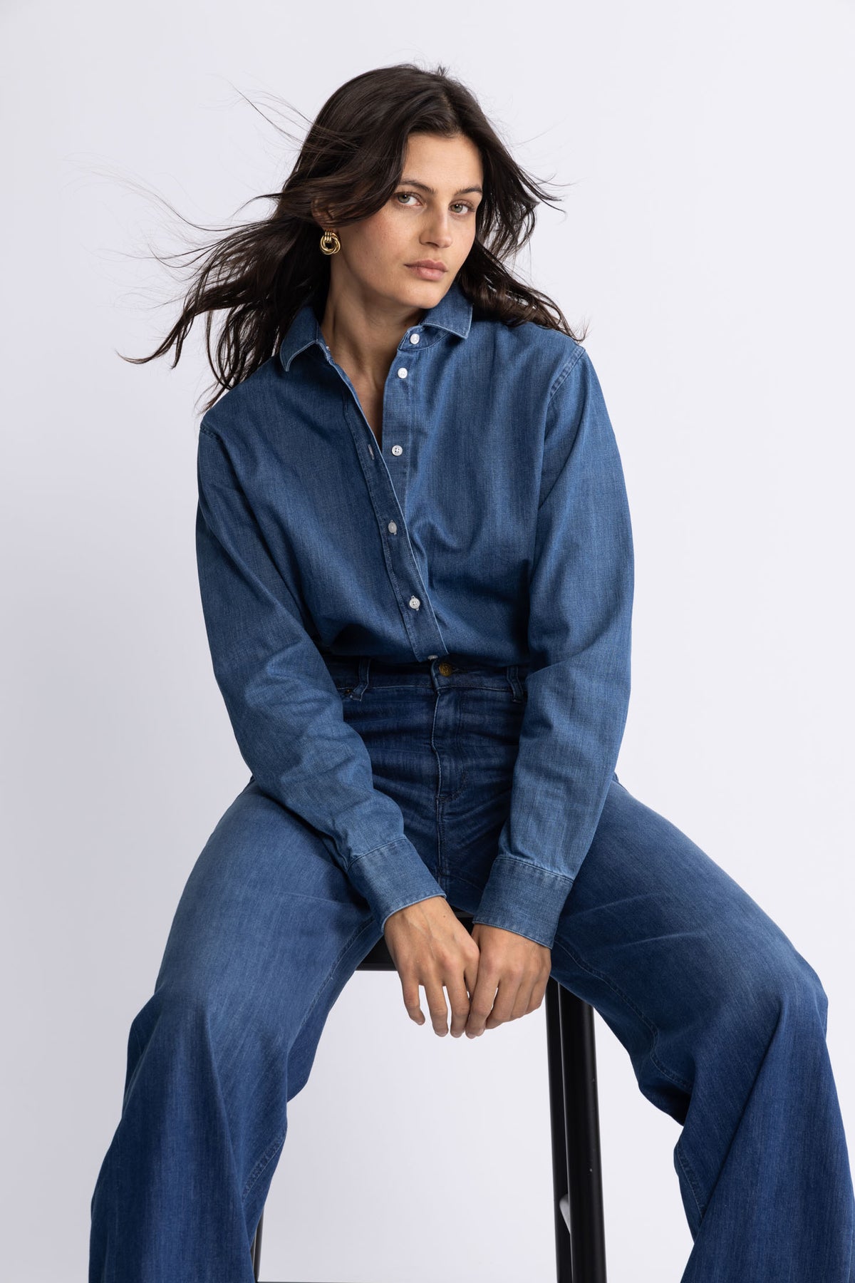 Julie Josephine Liv Denimskjorta - Washed Mid Blue
