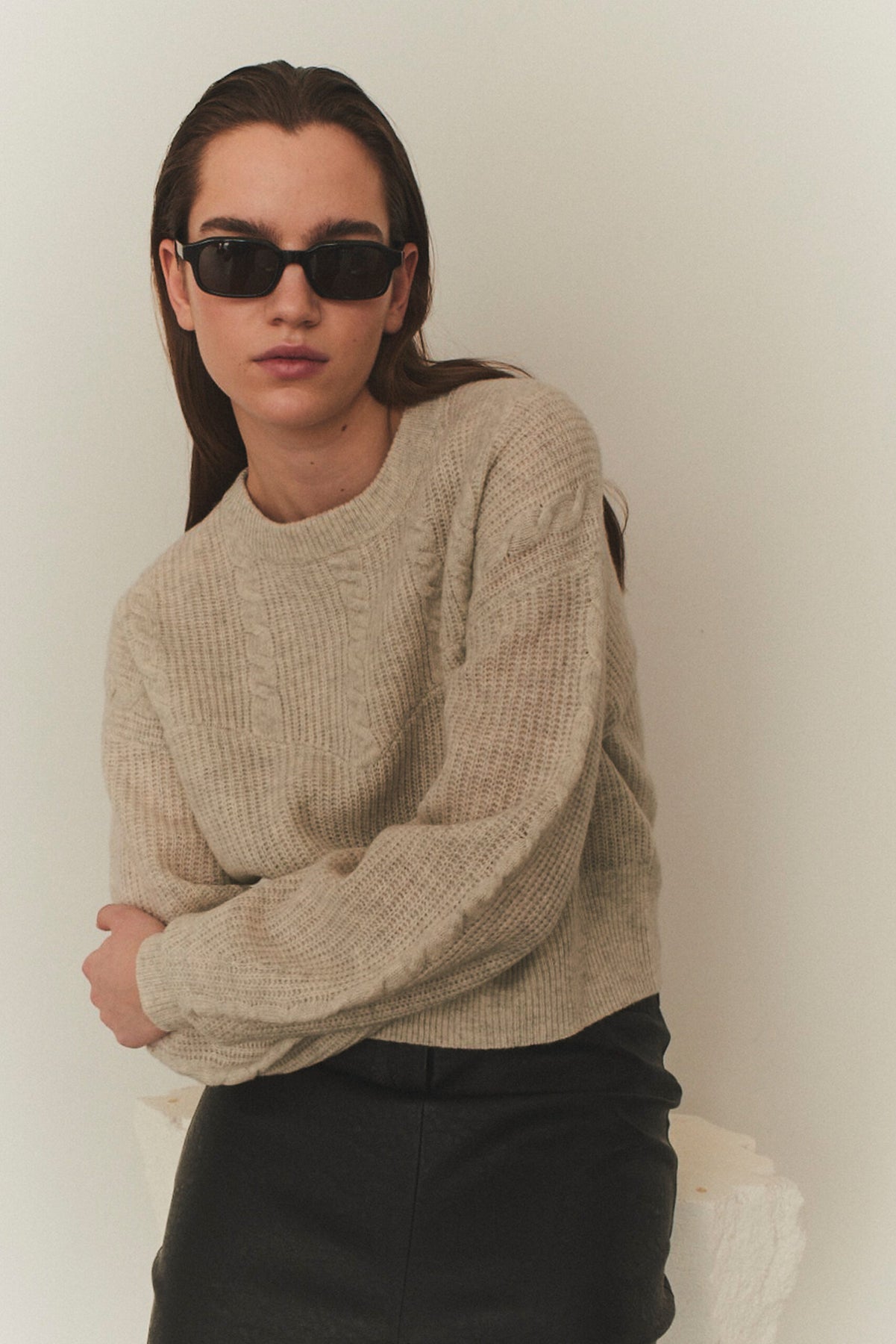 Carmen Cable Sweater - Oatmeal